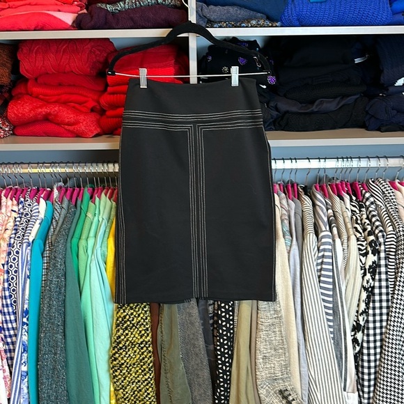 Express black with white stitching detail midi skirt size 1/2 - Picture 1 of 3